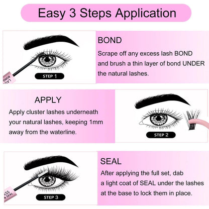 LAUBESS Lash Extension Kit 40D Clusters — DIY Waterproof Lashes Set