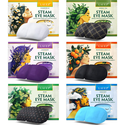 LAUER COSMETIC Heated Eye Steam Mask – Dry Eye Relief, 6-Scent Pack (Lavender, Chamomile, Green Tea, Mint, Mandarin Basilic, Unscented)