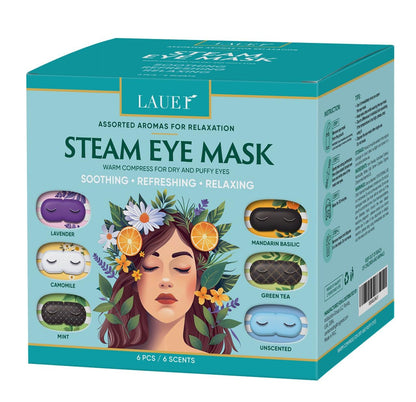 LAUER COSMETIC Heated Eye Steam Mask – Dry Eye Relief, 6-Scent Pack (Lavender, Chamomile, Green Tea, Mint, Mandarin Basilic, Unscented)