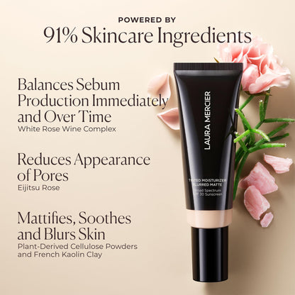 Laura Mercier Tinted Moisturizer Blurred Matte SPF 30 – 1N Birch | Shine Control & Pore Blur