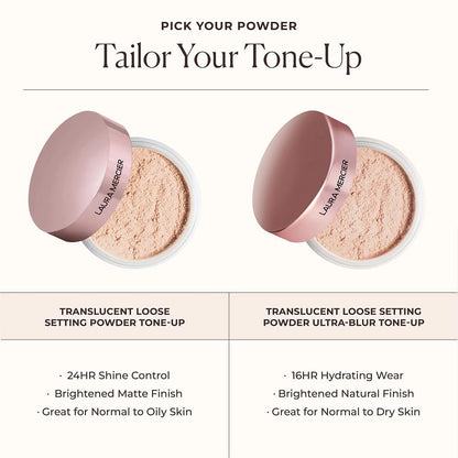 Laura Mercier Translucent Loose Setting Powder – 24HR Shine Control, Soft Matte Finish, 4 Shades | Holiday Gift Set