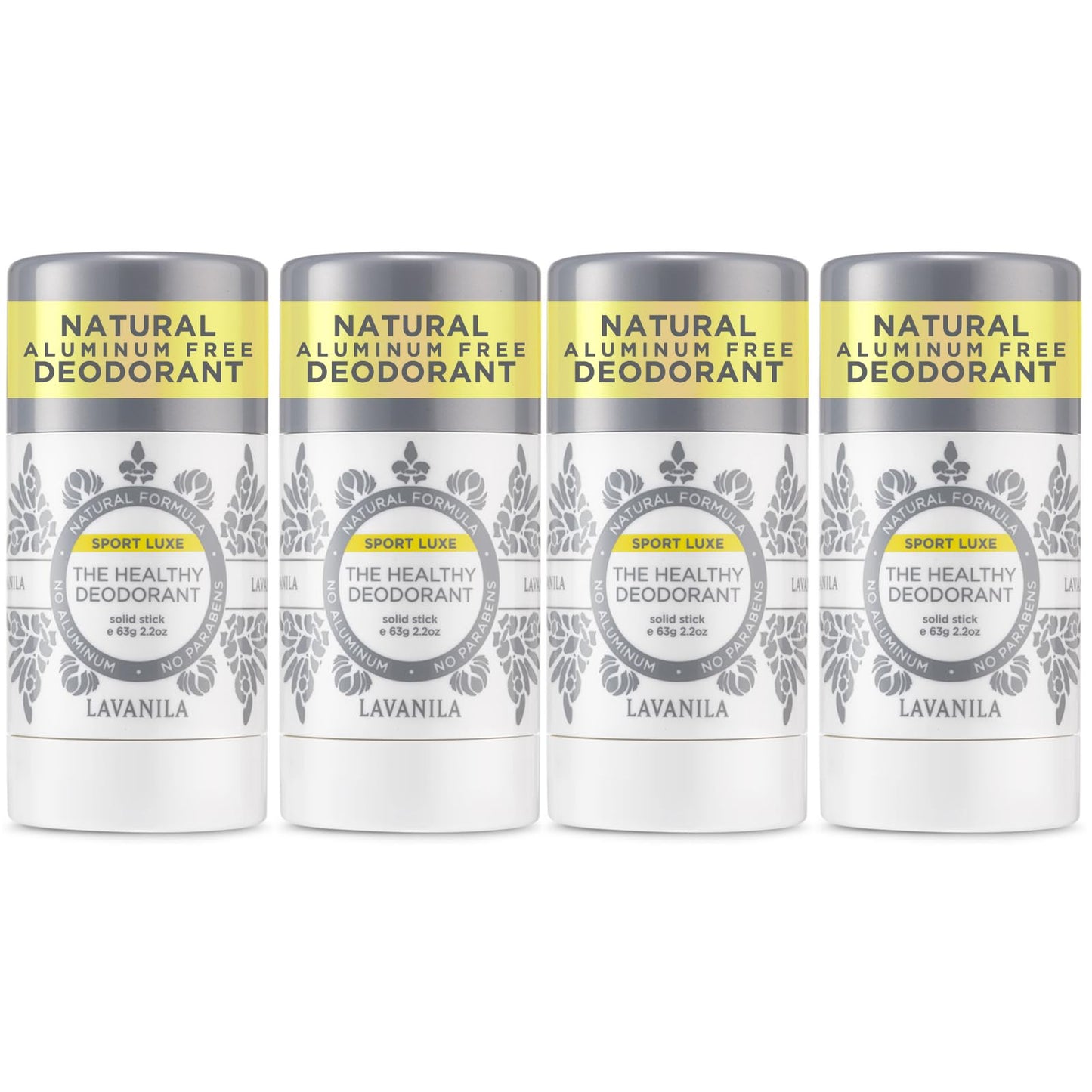 Lavanila Aluminum Free Sport Luxe Deodorant 4-Pack (2oz Each) – Triple Odor Protection, Fresh Scent, Vegan