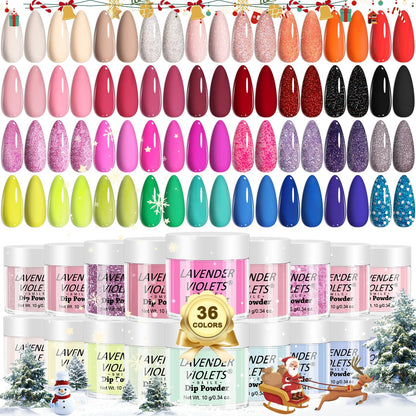 Lavender Violets 36 Colors Dip Powder Nail Kit – Quick Drying, No Lamp Needed, Home Salon M950