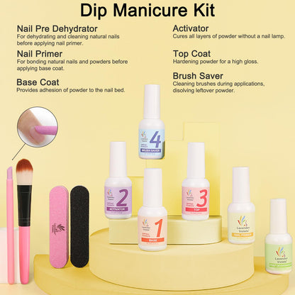 Lavender Violets 94Pcs Dip Powder Nail Kit Starter — 30 Neon Colors, Tools & Decals for DIY Manicure (B703)
