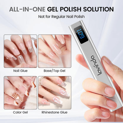 Lavinda Handheld UV Light for Gel Nails with Stand – Portable Cordless Nail Lamp with LCD