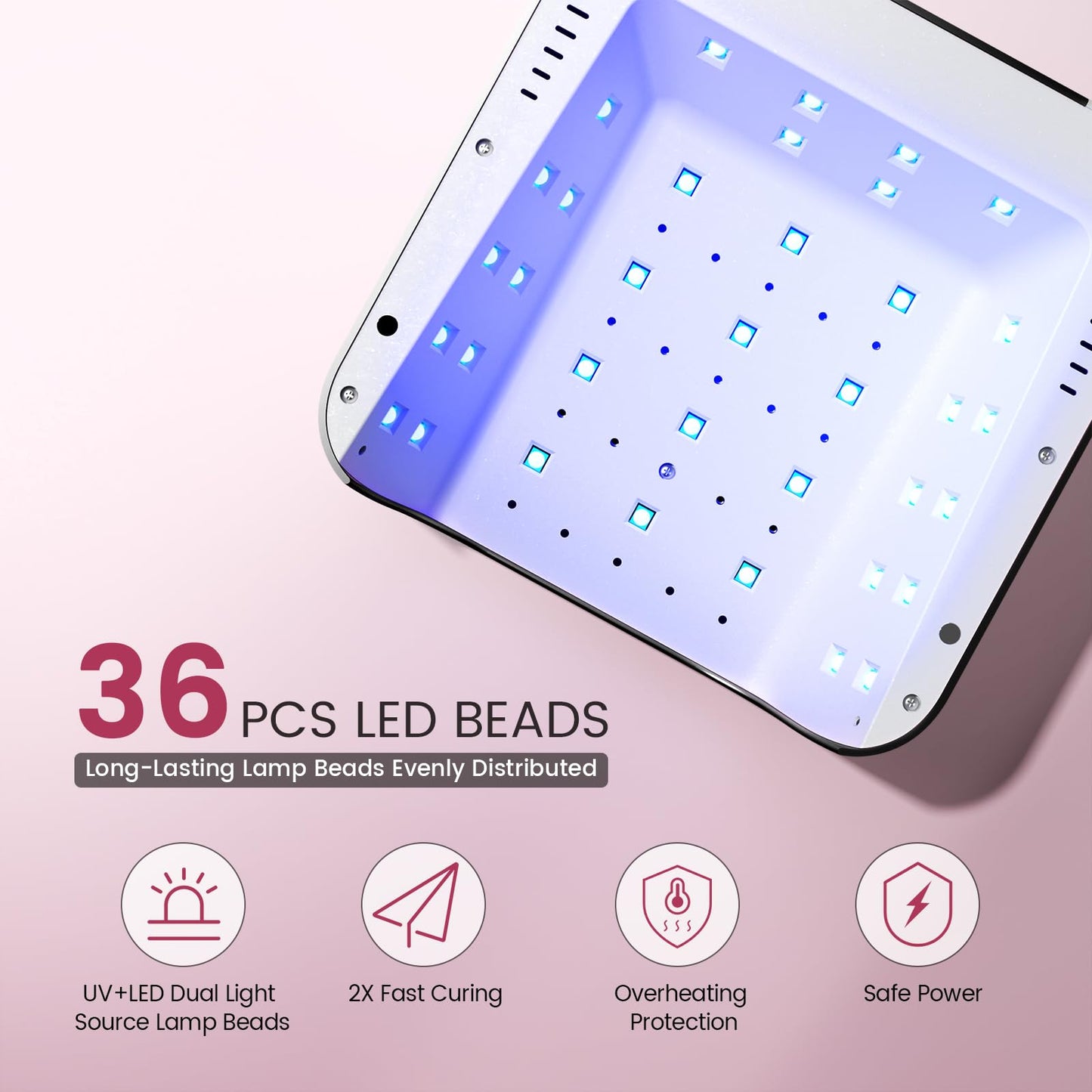 Lavinda NovaGlow Black UV Nail Lamp – 36 LED, 2x Faster Gel Curing, Type-C Recharge
