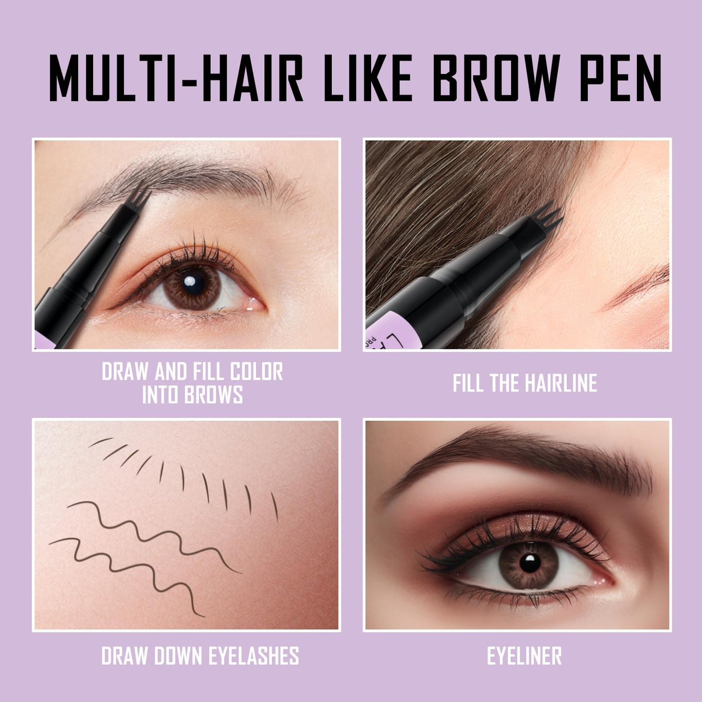 LAVONE Eyebrow Pencil 2-In-1 Waterproof Pen | 3-Tip Microblade for Natural, Fuller Brows – Dark Coffee