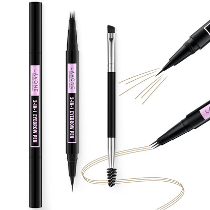 LAVONE Eyebrow Pencil 2-in-1 Waterproof Pen – 3-Tip Microblade, Ultra-Precise Brow (Blonde)