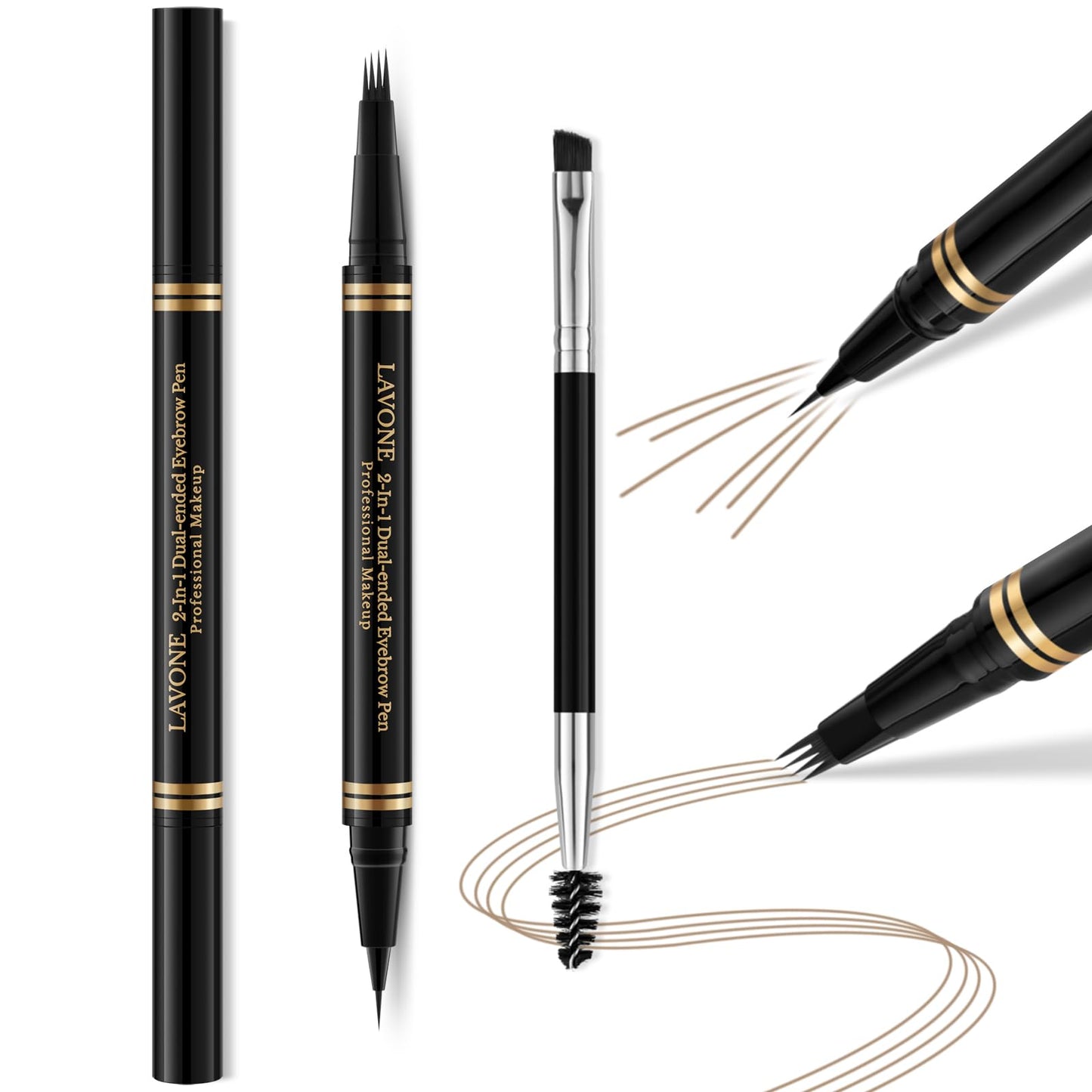 LAVONE 2-in-1 Microblading Eyebrow Pen – Waterproof Taupe, Ultra-Precise, Dual-Ended Brush