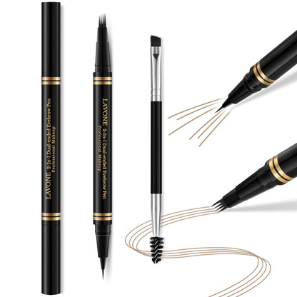 LAVONE 2-in-1 Microblading Eyebrow Pen – Waterproof Taupe, Ultra-Precise, Dual-Ended Brush