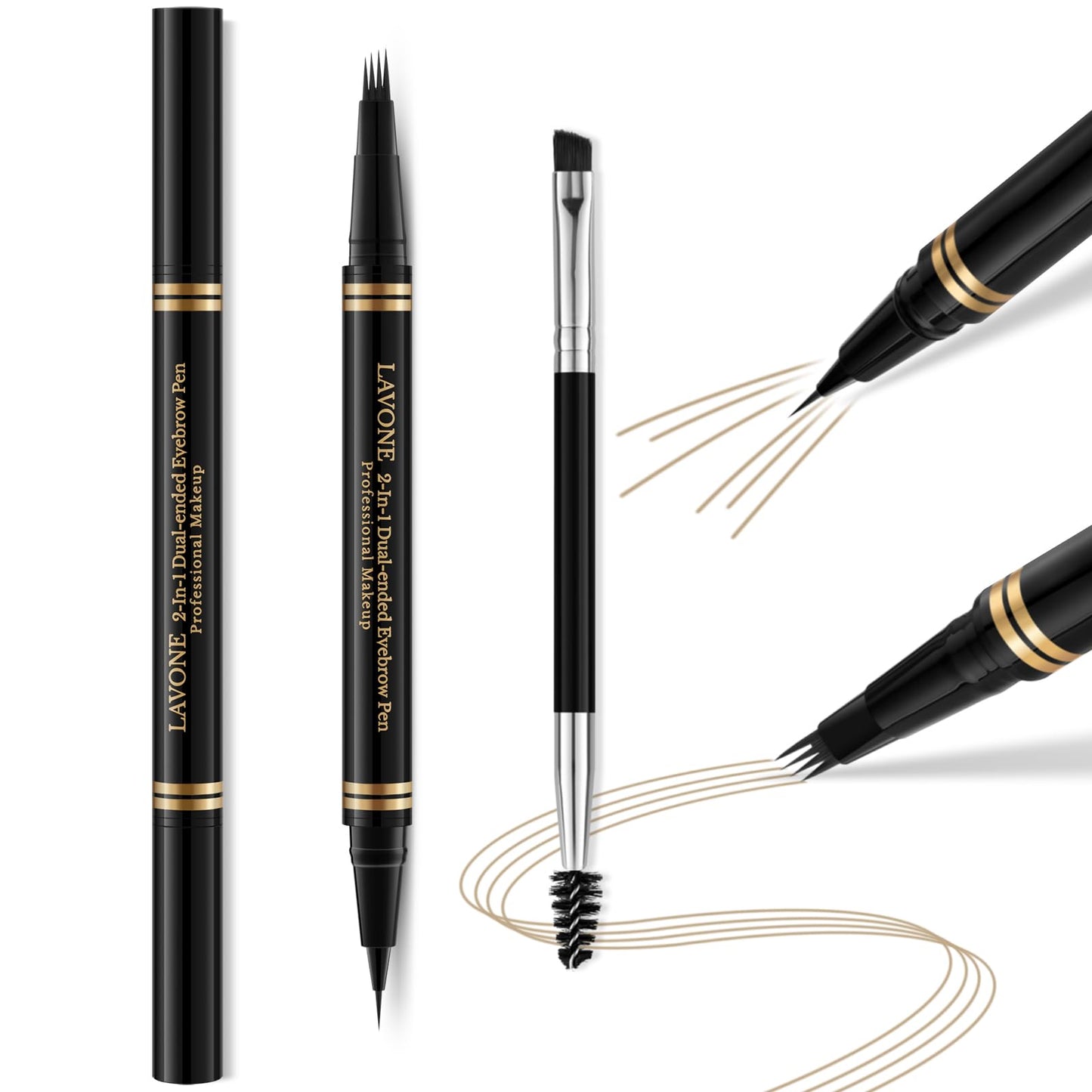 LAVONE 2-in-1 Waterproof Eyebrow Pen – Microblade & Ultra-Precise Pencil (Blonde)