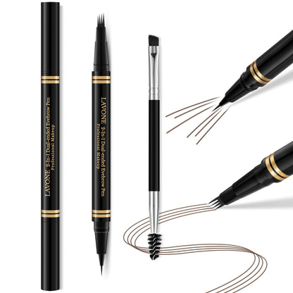 LAVONE 2-in-1 Eyebrow Pen – Waterproof Microblading Brow Pencil in Dark Brunette