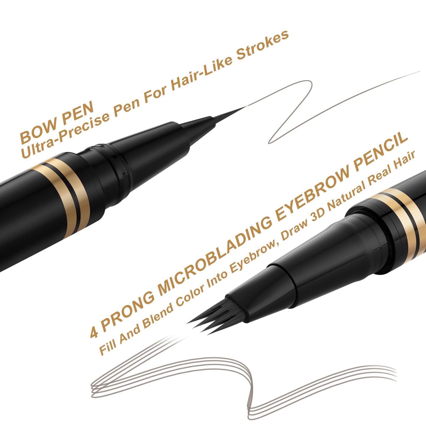 LAVONE 2-in-1 Eyebrow Pen – Waterproof Microblading Pencil with Dual-Ended Brush (Grey)