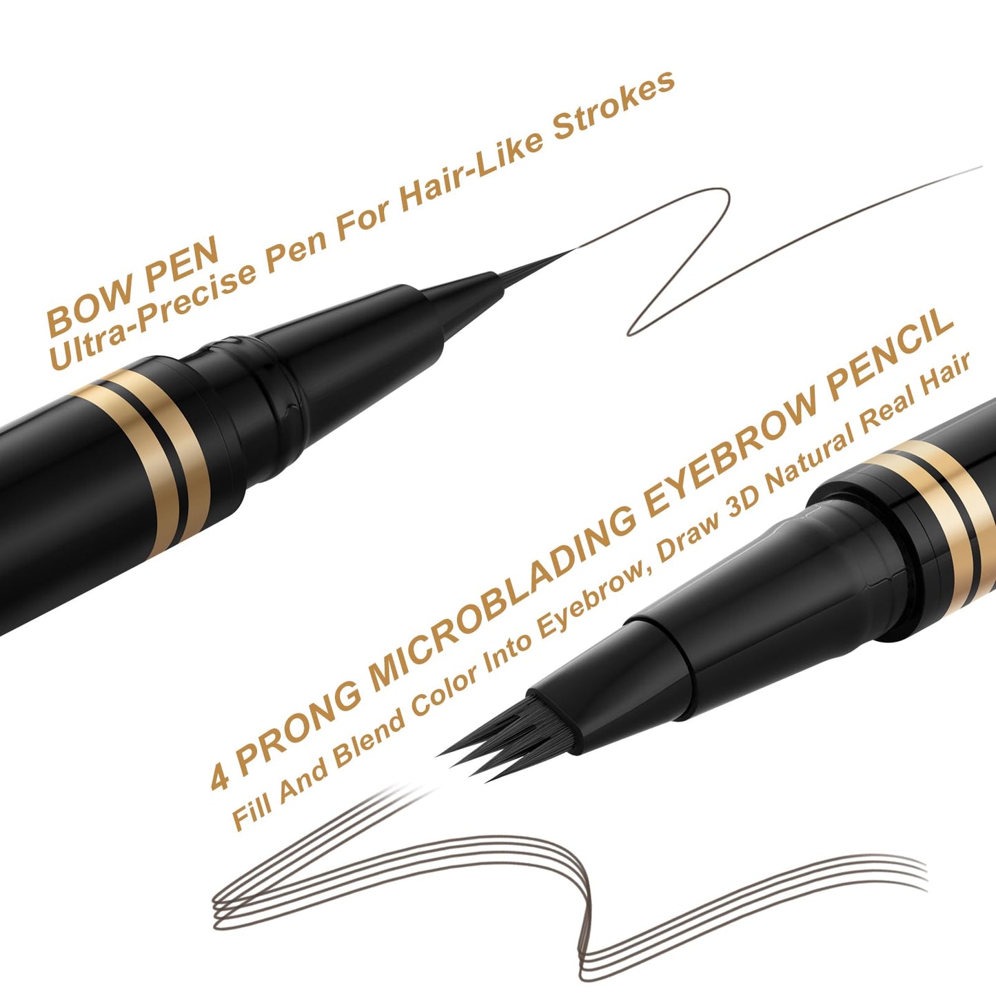 LAVONE Eyebrow Pen 2-in-1 Microblade – Waterproof, Ultra-Precise Brow Pencil (Medium Brown)