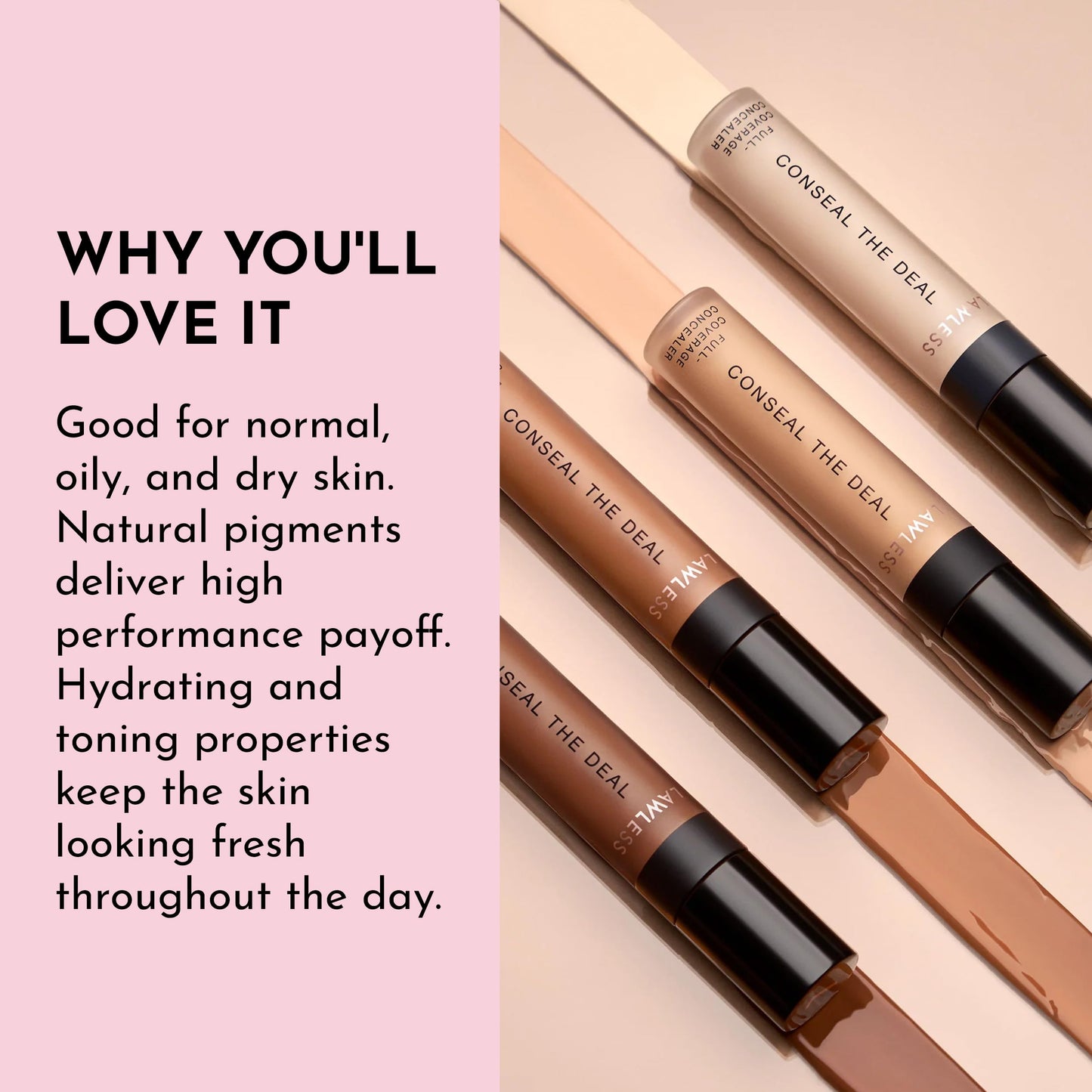 LAWLESS Conseal The Deal Lightweight Longwear Concealer – Cream Puff with Antioxidants & Caffeine