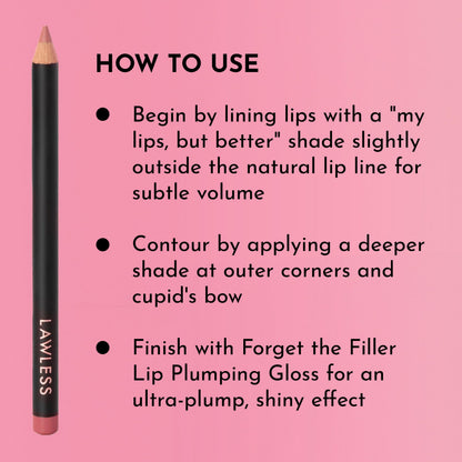 Lawless Forget the Filler Definer Liner – Pink Sand | Satin Finish Lip Liner