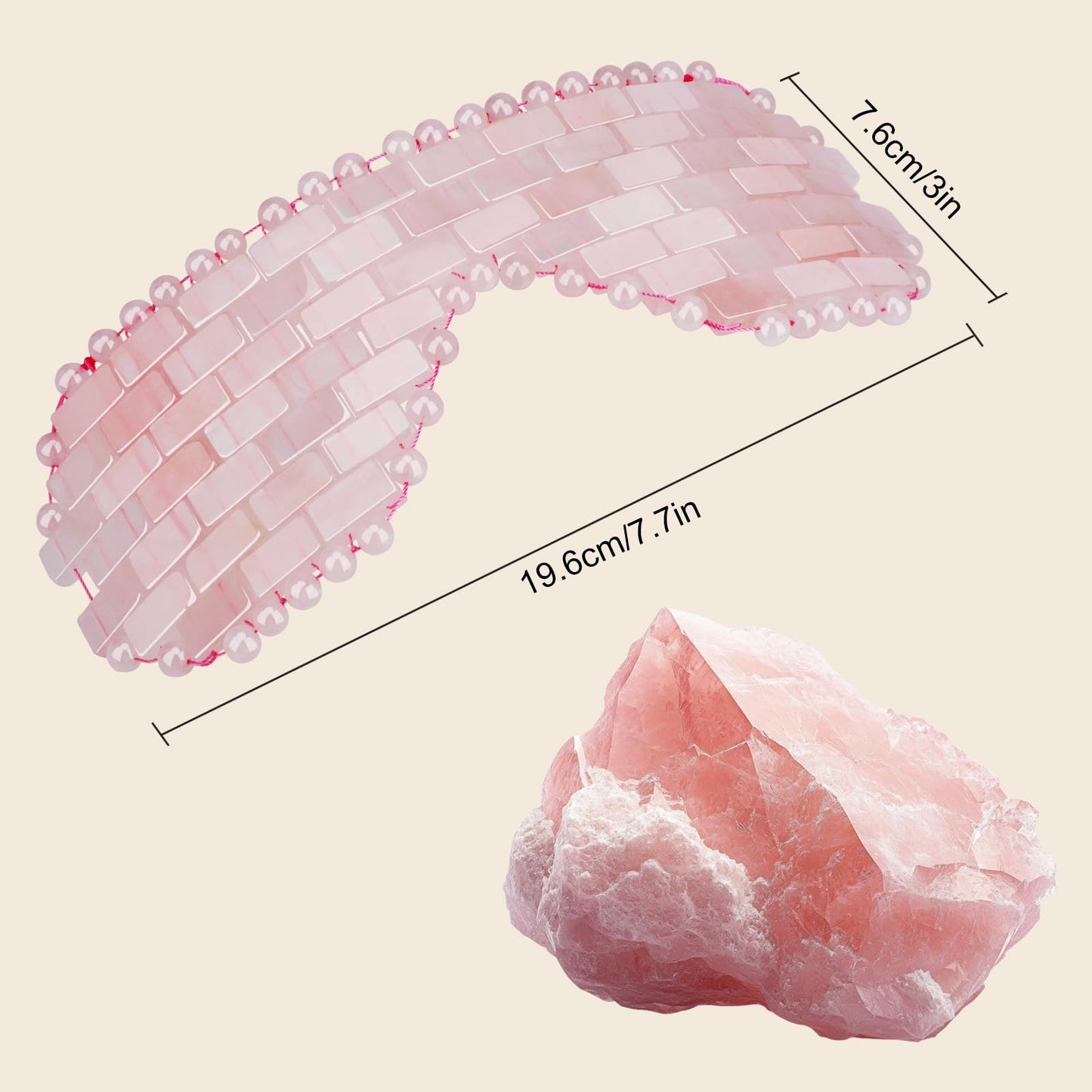 LazyGa Rose Quartz Eye Mask – Hot or Cold Therapy for Puffiness, Dark Circles