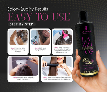 Lazzios Caviar Organic Hair Protein – Formaldehyde-Free Brazilian Keratin Treatment | 120 ml