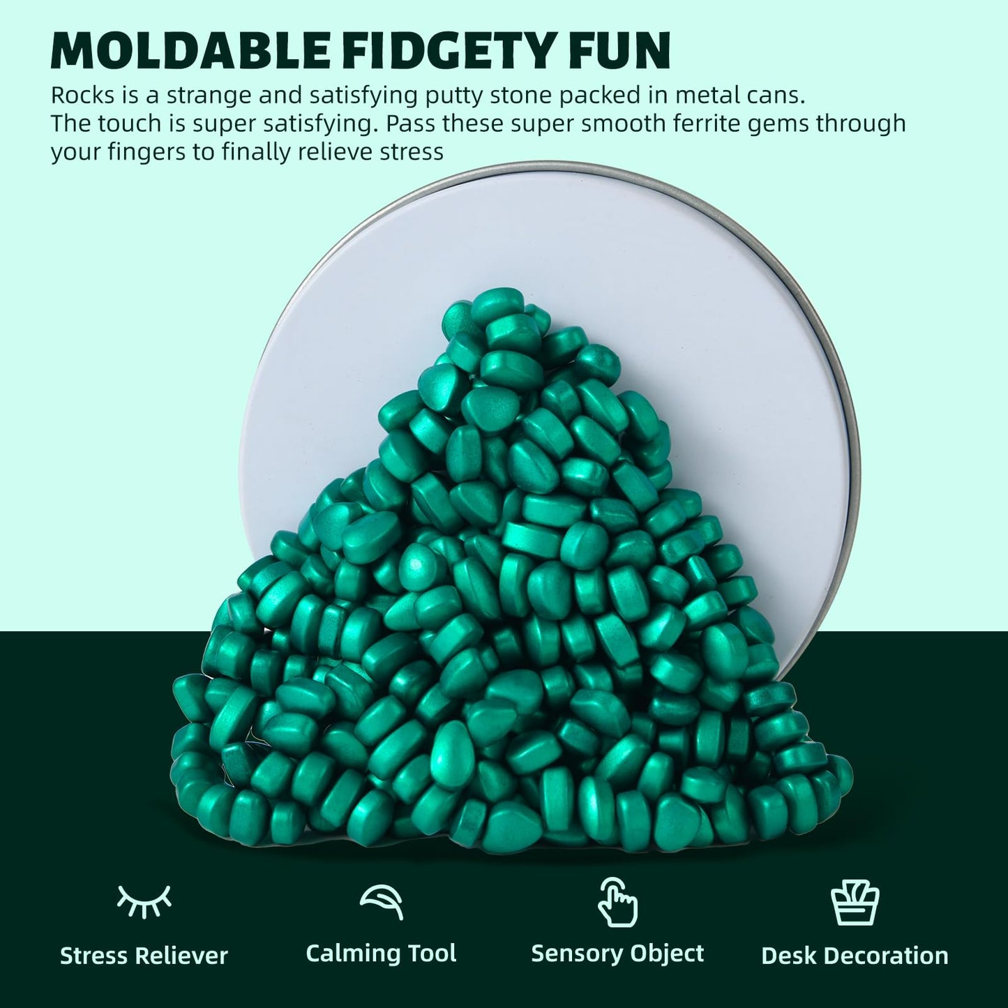 LCVUUK Fidget Toys for Adults – Cyan Ferrite Rocks Desk Toy, Stress Relief & Gift Idea