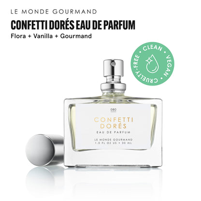 Le Monde Gourmand Confetti Dorés Spray Eau de Parfum – Birthday Cake, Vanilla & Rose – 1 fl oz (30 ml)
