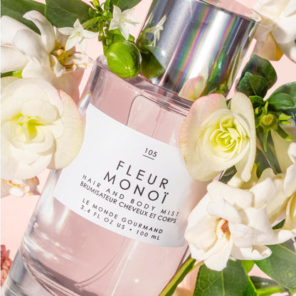 Le Monde Gourmand Fleur Monoi Hair & Body Mist – 3.4oz (100ml) | Gardenia, Coconut & Neroli