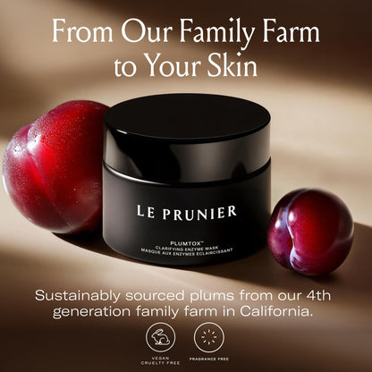 Le Prunier Plumtox Clarifying Enzyme Face Mask | Gentle AHA/BHA/PHA Exfoliation with Midnight Muir Plum Extract | Vegan Skincare | 2 fl oz