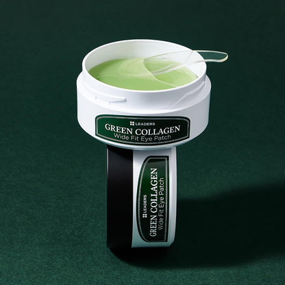 LEADERS Green Collagen Wide Fit Eye Patch – Vegan Hydrogel for Sensitive Skin & Multi-Area Firming