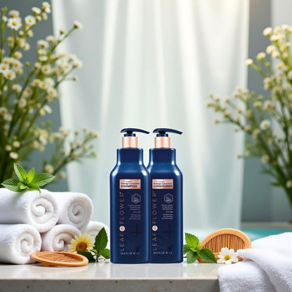 Leaf & Flower Shampoo & Conditioner Duo 33.6 oz – Blue Packaging, Damage Correction