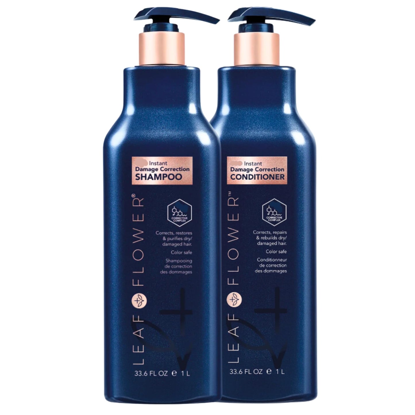 Leaf & Flower Shampoo & Conditioner Duo 33.6 oz – Blue Packaging, Damage Correction