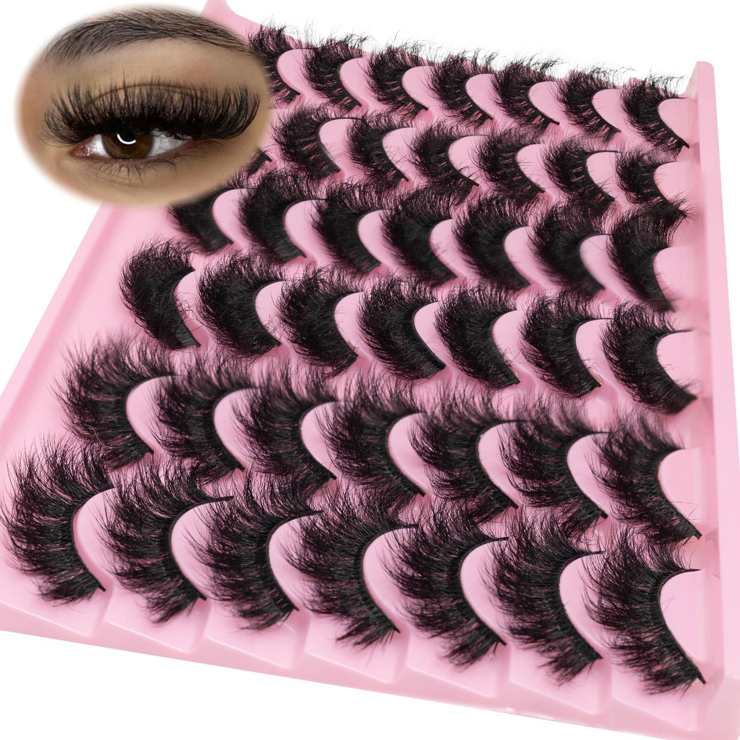 LEAFMOON Wispy Mink Lashes – 21 Pairs, 3 Styles, 8D Volume, 14–18mm Cat-Eye