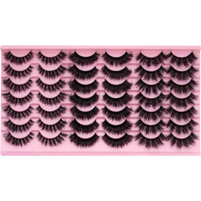 LEAFMOON Wispy Mink Lashes – 21 Pairs, 3 Styles, 8D Volume, 14–18mm Cat-Eye