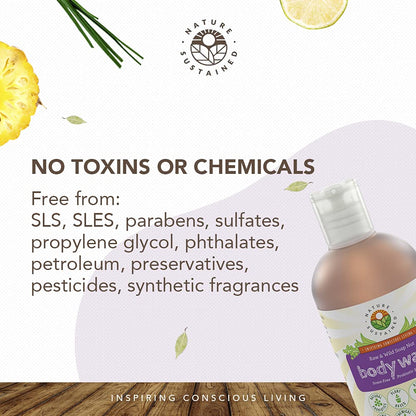 Nature Sustained Organic Body Wash & Face Wash – Probiotics, Soapberry Formula, Lemongrass