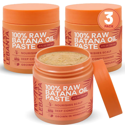Lebanta Batana Oil for Hair Growth – 3-pack, 4oz Each, 100% Pure Organic Batana Oil from Honduras