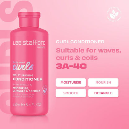 Lee Stafford For The Love Of Curls Conditioner – Anti-Frizz Moisturising Detangler for 2A–4C Hair (16.9 oz)