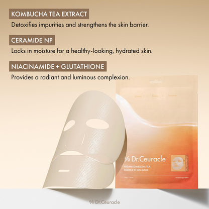Leegeehaam Dr.Ceuracle Vegan Kombucha Gel Mask – Deep Hydration & Glass Glow Skin (4 Count)