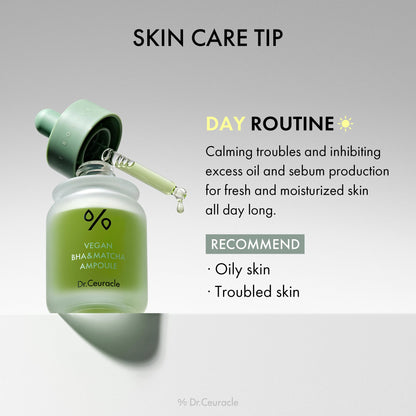 LeeGeeHaam Dr.Ceuracle Vegan BHA & Matcha Ampoule – Gentle Exfoliating Serum (30ml)