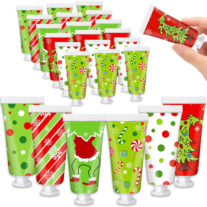 Leelosp 24 Pcs Red & Green Christmas Hand Cream Gift Set — Travel-Size Moisturizers for Stockings