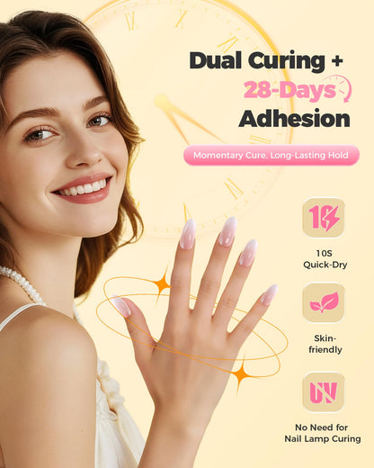 LEENEXUS Super Strong Brush-On Nail Glue Gel | 10ml Advanced Resin Formula with Deep Micro-Anchoring, Fast-Drying & Mess-Free