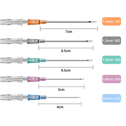 LEEYUKA Catheter Piercing Needles – Mixed Sizes 14G-22G (50 pcs)