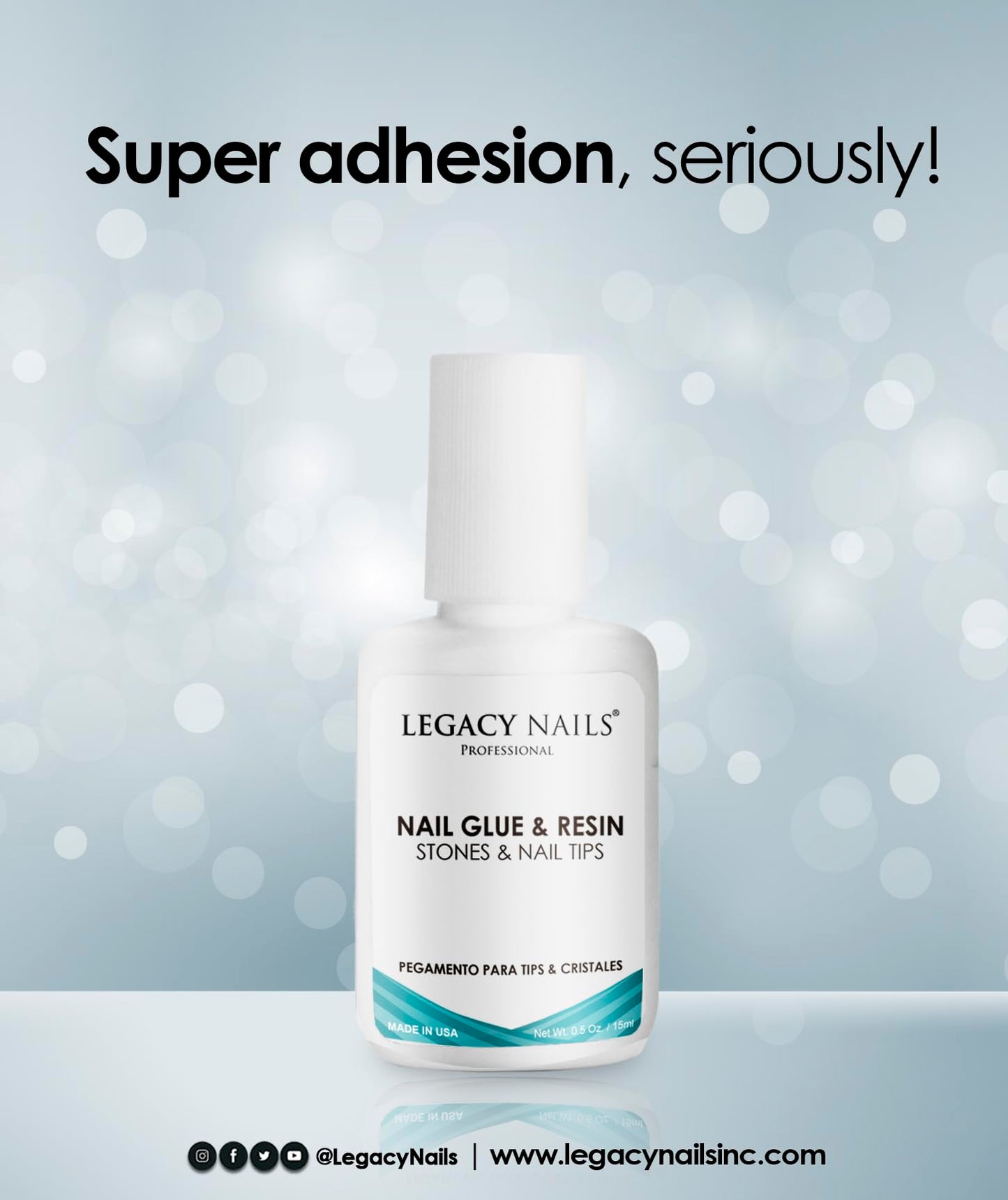 Legacy Nails Pro Nail Glue & Resin 0.5oz Brush-On – Ultra-Strong, Quick-Dry Adhesive