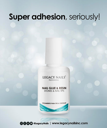 Legacy Nails Pro Nail Glue & Resin 0.5oz Brush-On – Ultra-Strong, Quick-Dry Adhesive