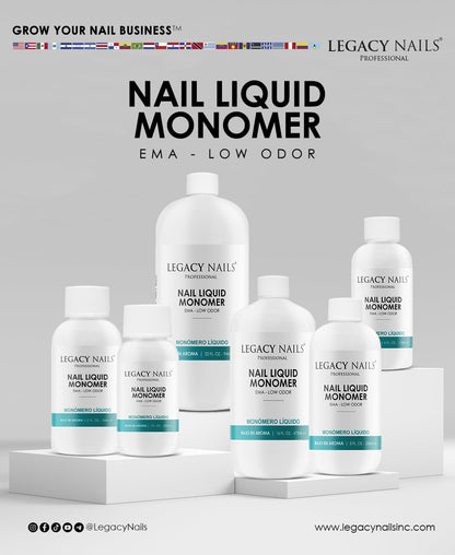 LEGACY NAILS Professional Nail Liquid Monomer – MMA-Free, Acetone-Free, Low Odor, 118ml