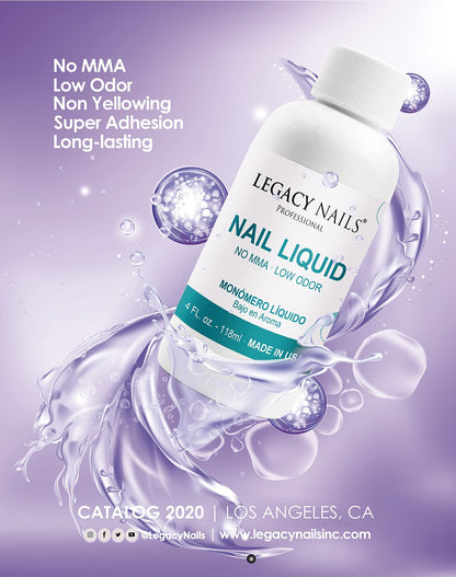 LEGACY NAILS Professional Nail Liquid Monomer – MMA-Free, Acetone-Free, Low Odor, 118ml