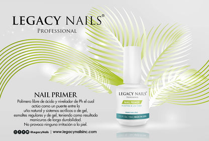 Legacy Nails Nail Primer 0.5oz/15ml – Acid-Free, Low Odor, pH Leveling Polymer