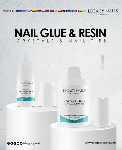 Legacy Nails Pro Nail Glue & Resin 0.5oz Brush-On – Ultra-Strong, Quick-Dry Adhesive