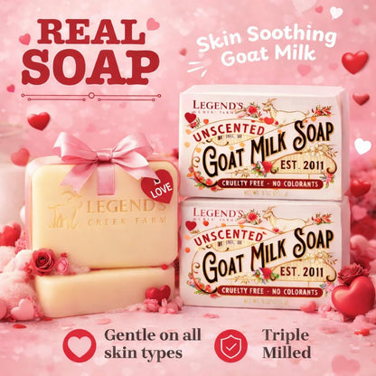 Legend's Creek Goat Milk Soap – Triple Milled 9 oz Bar for Hands & Body, Unscented