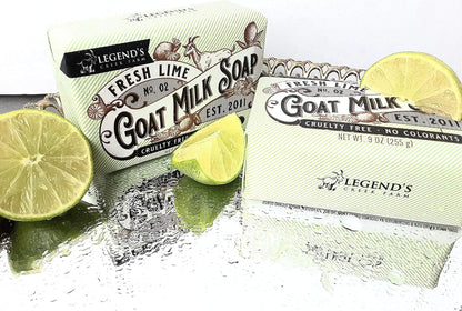 Legend's Creek Goat Milk Soap – Triple Milled Moisturizing Bar, Fresh Lime, 9 oz (Pack of 2)