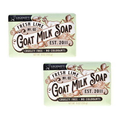 Legend's Creek Goat Milk Soap – Triple Milled Moisturizing Bar, Fresh Lime, 9 oz (Pack of 2)