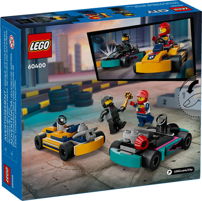 LEGO City Go-Karts and Race Drivers 60400 | 2 Minifigs, Turquoise & Orange Go-Karts