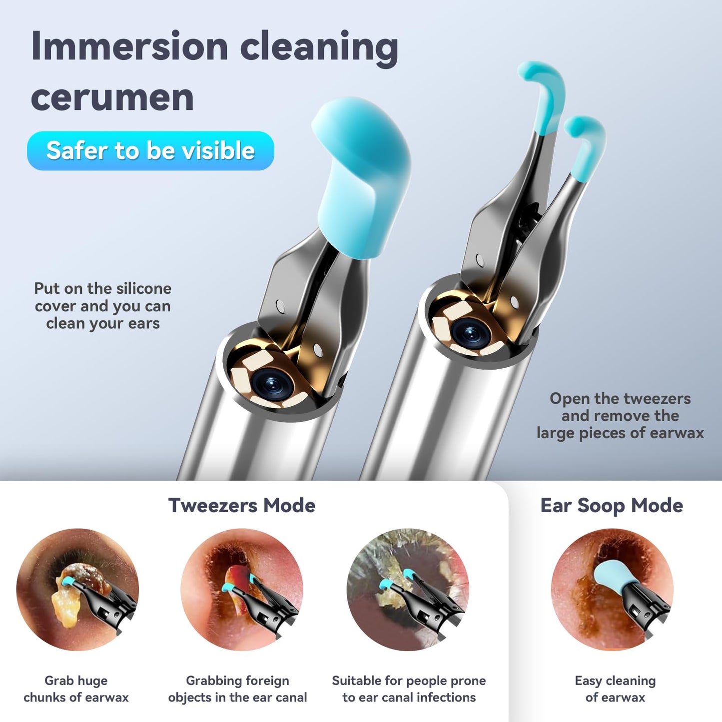 LEIPUT Ear Cleaner Tweezers with 6 Ear Spoon – Otoscope & Earwax Removal Kit